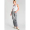Le Temps des CerisesJeans regular, droit pricilia, 7/8ème gris en coton