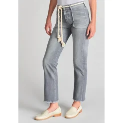 Le Temps des CerisesJeans regular, droit pricilia, 7/8ème gris en coton