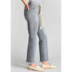 Le Temps des CerisesJeans regular, droit pricilia, 7/8ème gris en coton