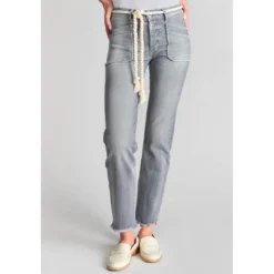 Le Temps des CerisesJeans regular, droit pricilia, 7/8ème gris en coton