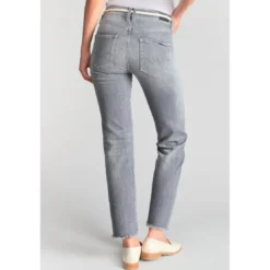 Le Temps des CerisesJeans regular, droit pricilia, 7/8ème gris en coton