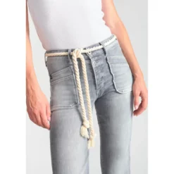 Le Temps des CerisesJeans regular, droit pricilia, 7/8ème gris en coton