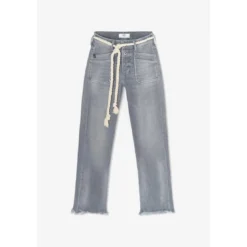 Le Temps des CerisesJeans regular, droit pricilia, 7/8ème gris en coton