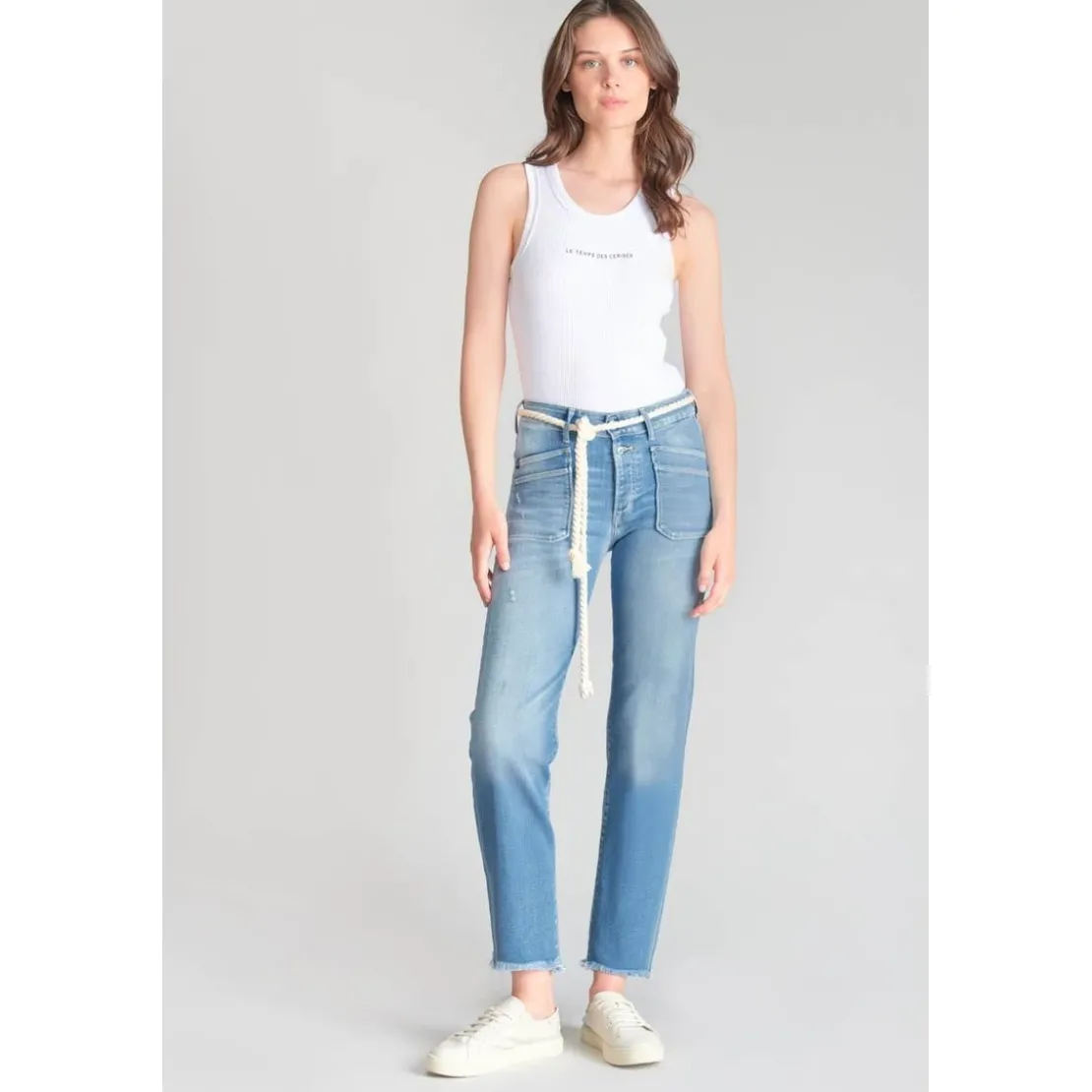 Le Temps des CerisesJeans regular, droit pricilia, 7/8ème bleu Fleur