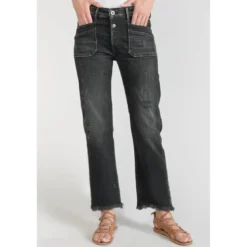 Le Temps des CerisesJeans regular, droit pricilia, 7/8ème noir en coton