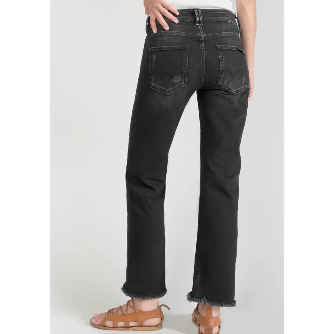 Le Temps des CerisesJeans regular, droit pricilia, 7/8ème noir en coton