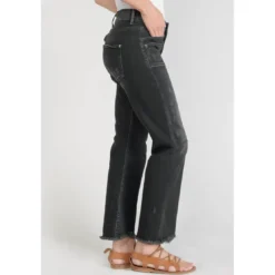 Le Temps des CerisesJeans regular, droit pricilia, 7/8ème noir en coton