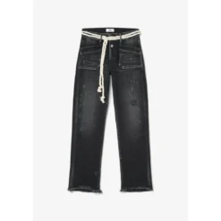 Le Temps des CerisesJeans regular, droit pricilia, 7/8ème noir en coton