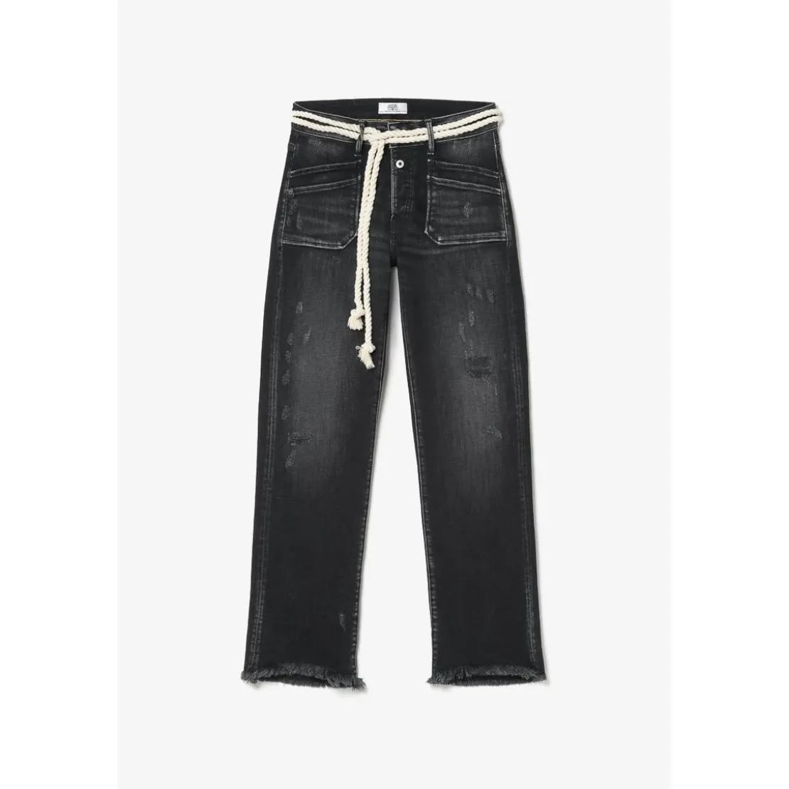 Le Temps des CerisesJeans regular, droit pricilia, 7/8ème noir en coton