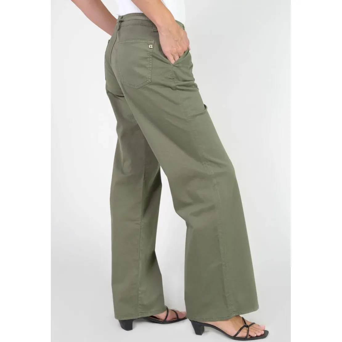 Le Temps des CerisesPantalon flare TAHIS kaki Lola
