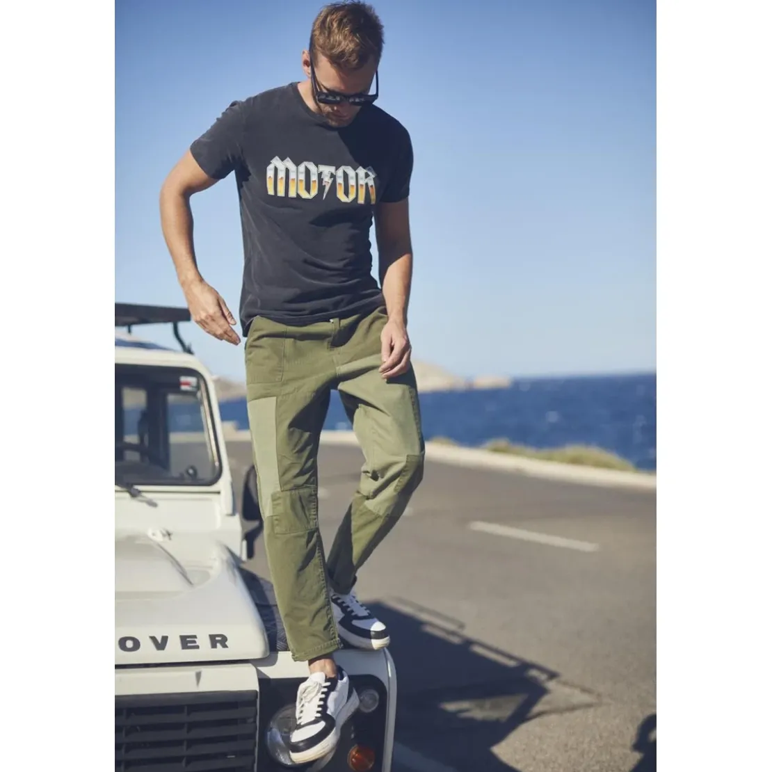 Le Temps des CerisesPantalon loose, large MISTER vert en coton