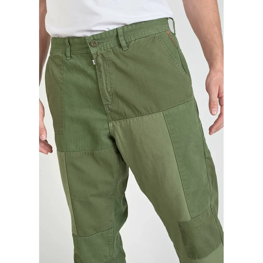 Le Temps des CerisesPantalon loose, large MISTER vert en coton