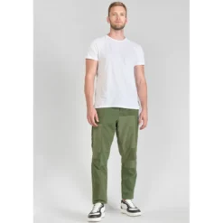 Le Temps des CerisesPantalon loose, large MISTER vert en coton