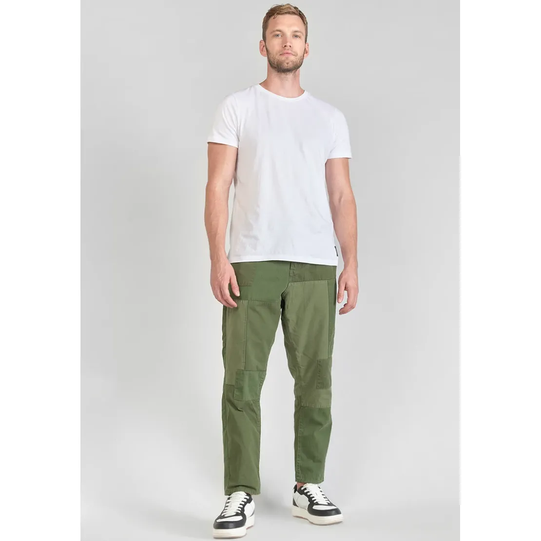Le Temps des CerisesPantalon loose, large MISTER vert en coton