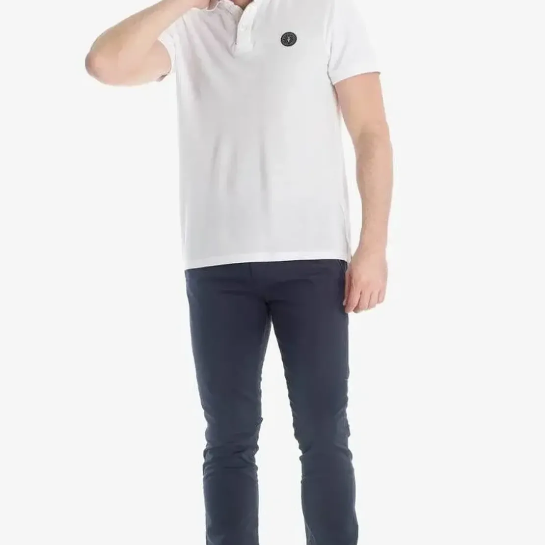 Le Temps des CerisesPantalon chino slim Jas marine blanc en coton