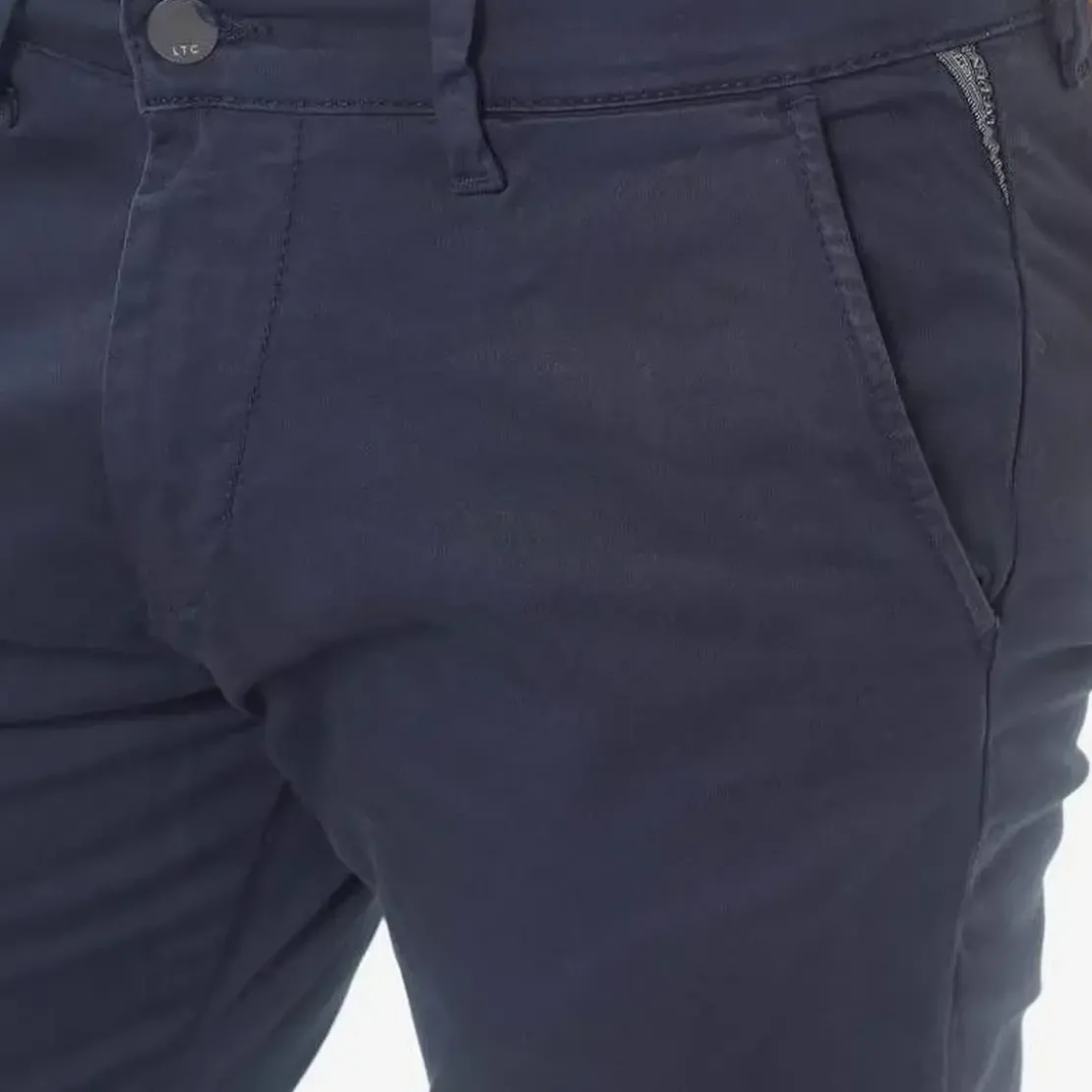 Le Temps des CerisesPantalon chino slim Jas marine blanc en coton