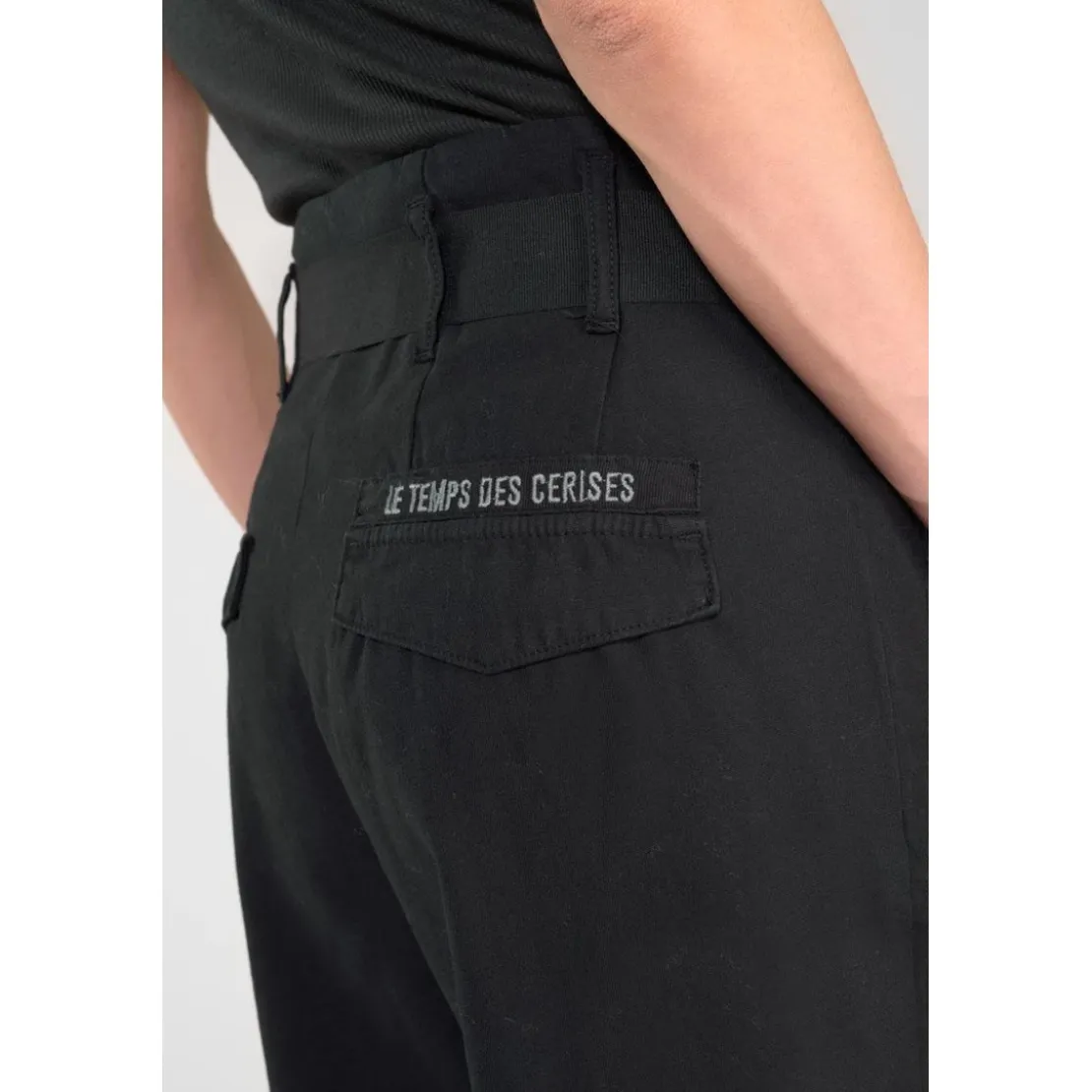 Le Temps des CerisesPantalon loose, large AMBROISE noir Mia en coton