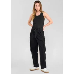 Le Temps des CerisesPantalon loose, large AMBROISE noir Mia en coton
