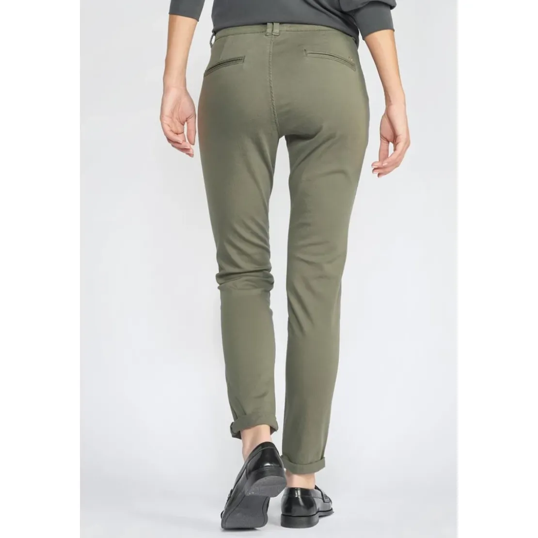 Le Temps des CerisesPantalon dyli kaki vert en coton