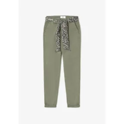 Le Temps des CerisesPantalon dyli kaki vert en coton