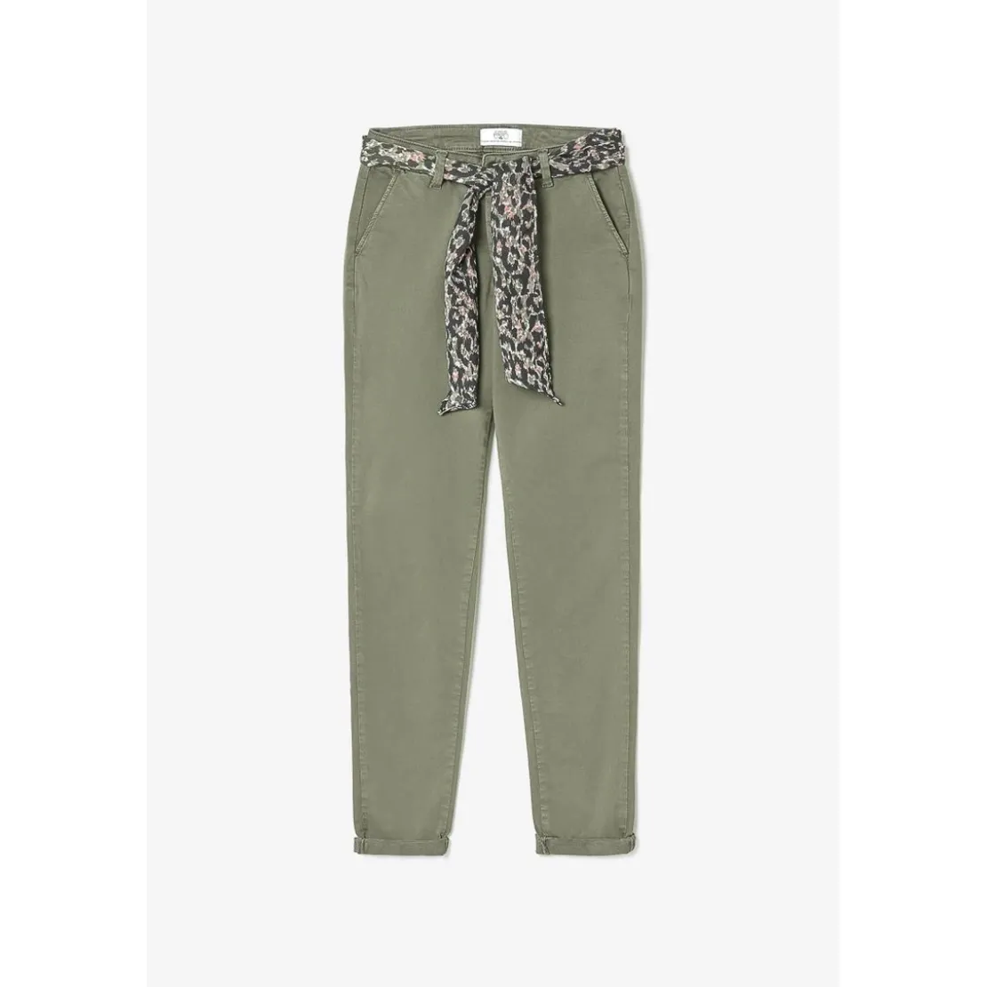 Le Temps des CerisesPantalon dyli kaki vert en coton