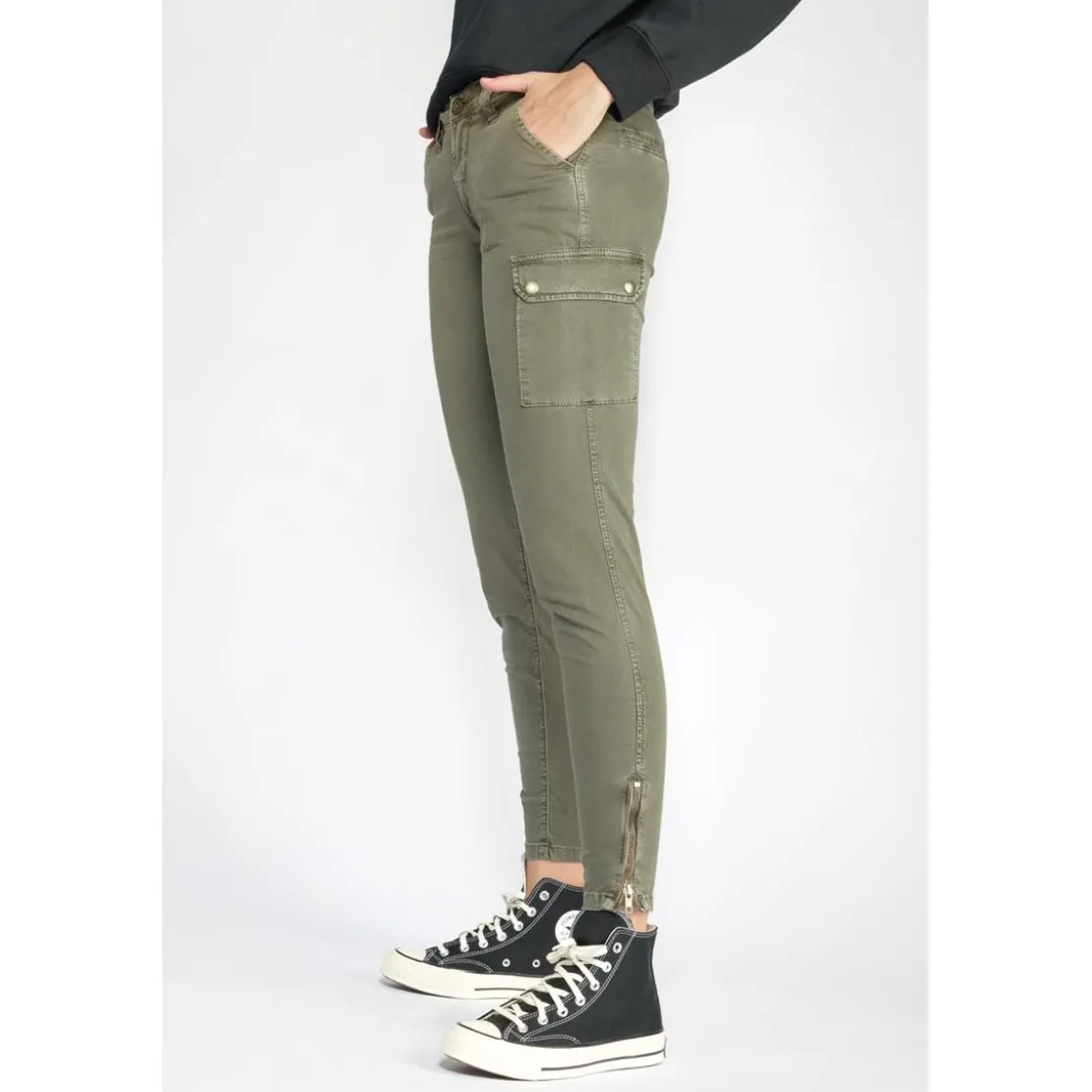 Le Temps des CerisesPantalon slim ARMY marron en coton