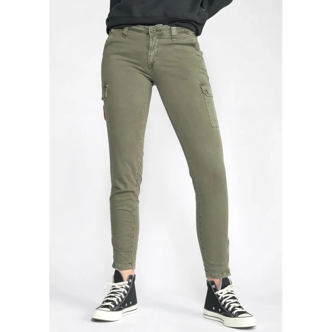 Le Temps des CerisesPantalon slim ARMY marron en coton