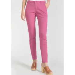 Le Temps des CerisesPantalon chino Dyli3 fuchsia rouge en coton