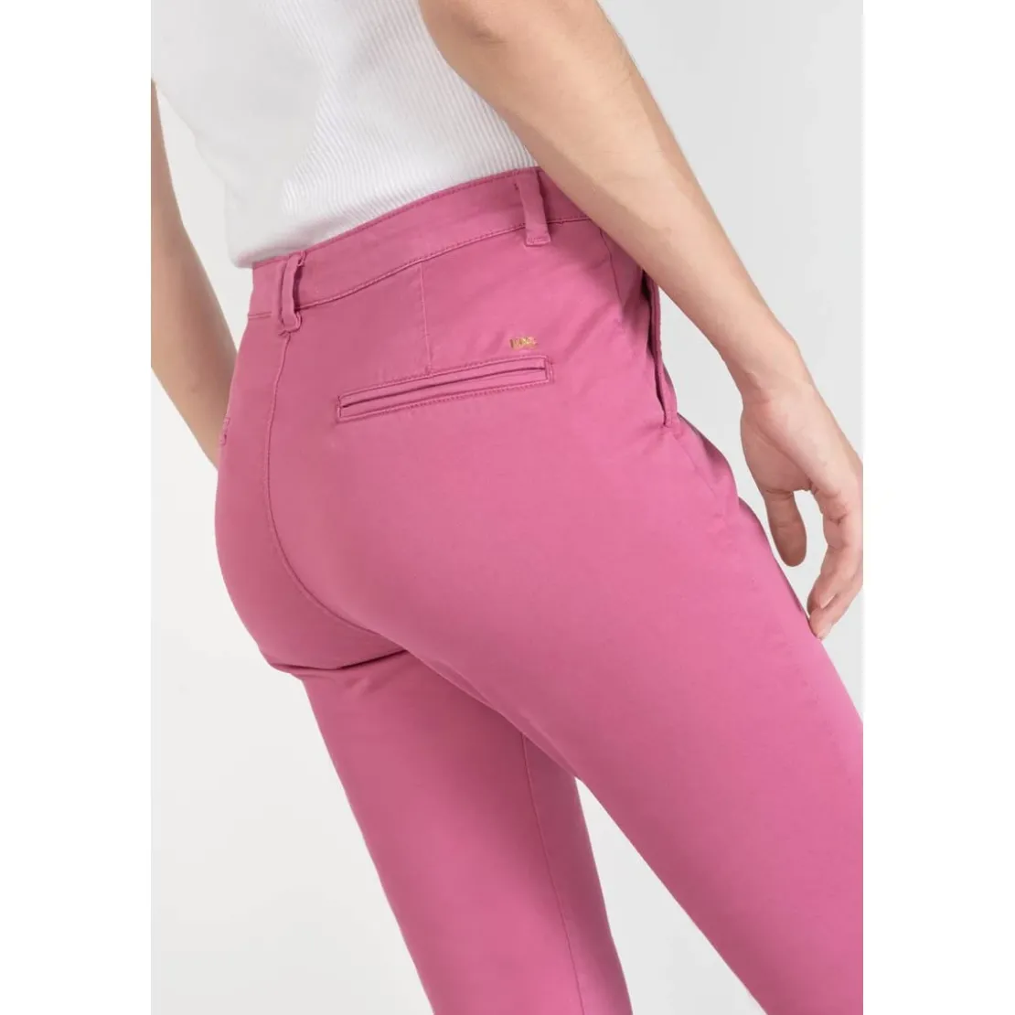 Le Temps des CerisesPantalon chino Dyli3 fuchsia rouge en coton