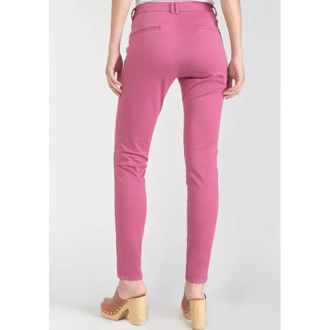 Le Temps des CerisesPantalon chino Dyli3 fuchsia rouge en coton