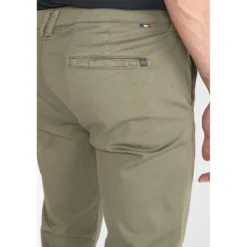 Le Temps des CerisesPantalon chino slim Jas kaki vert en coton