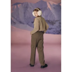 Le Temps des CerisesPantalon fille, cargo Ruzenagi à motif pied de poule beige