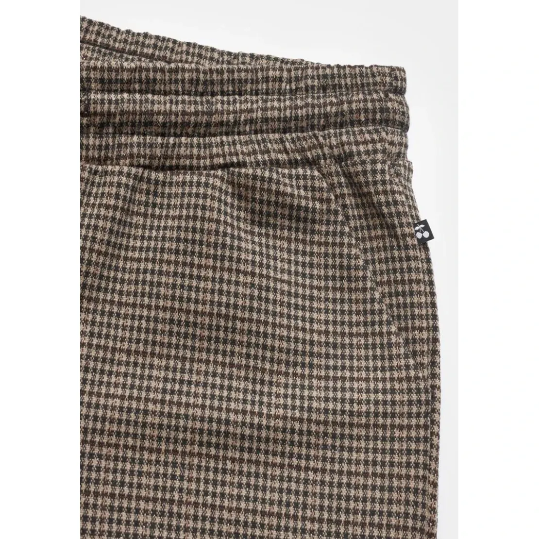Le Temps des CerisesPantalon fille, cargo Ruzenagi à motif pied de poule beige