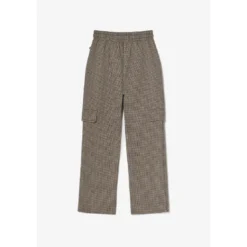 Le Temps des CerisesPantalon fille, cargo Ruzenagi à motif pied de poule beige