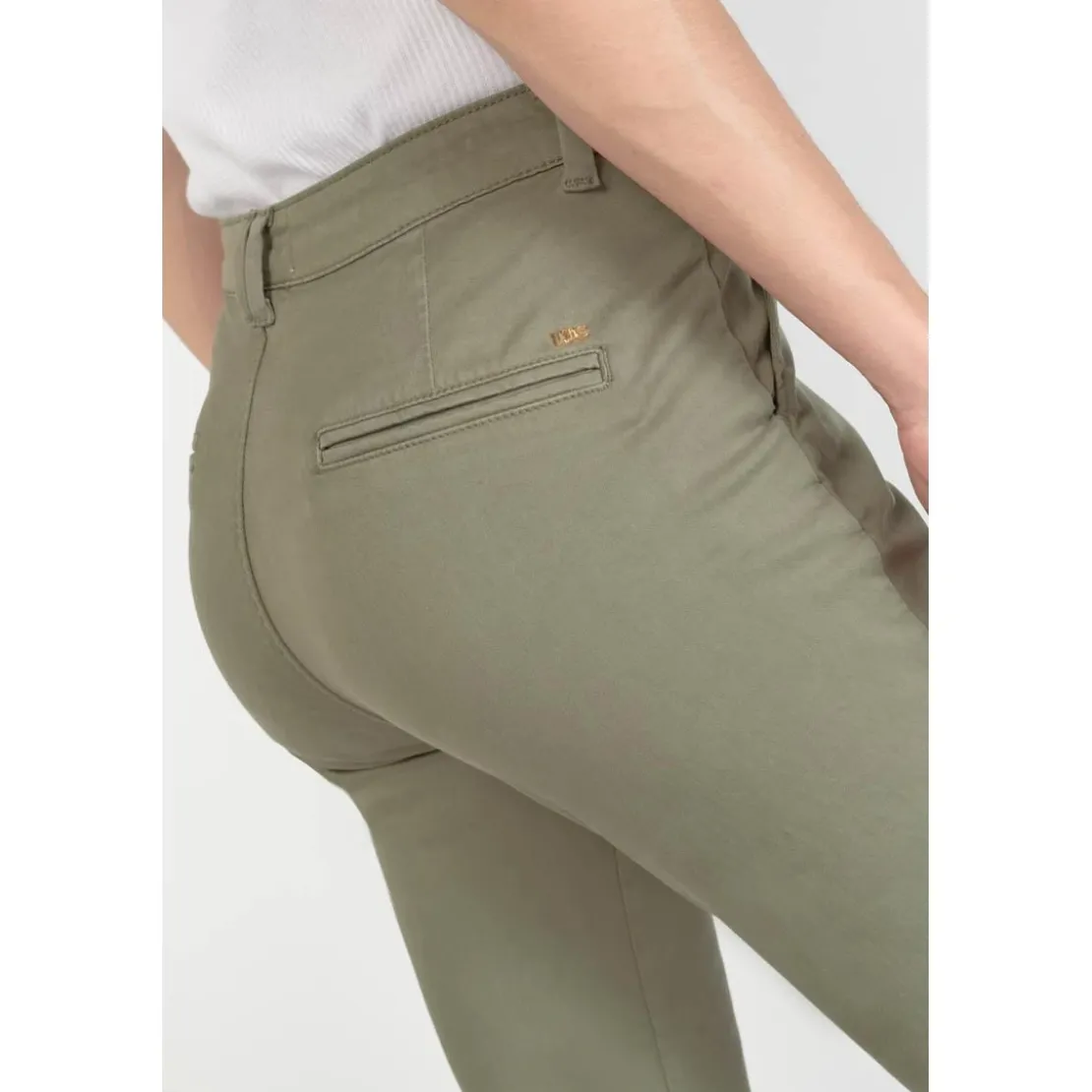 Le Temps des CerisesPantalon chino Dyli3 kaki vert en coton