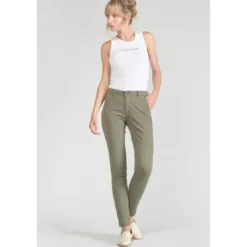 Le Temps des CerisesPantalon chino Dyli3 kaki vert en coton
