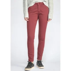 Le Temps des CerisesPantalon dyli bordeaux rouge en coton
