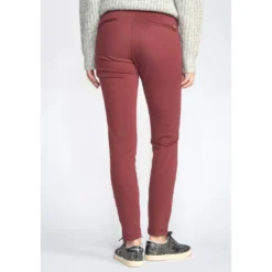 Le Temps des CerisesPantalon dyli bordeaux rouge en coton