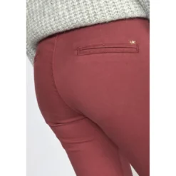 Le Temps des CerisesPantalon dyli bordeaux rouge en coton