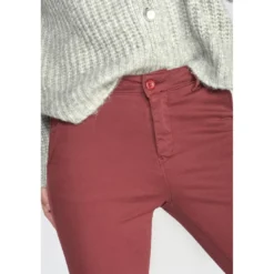 Le Temps des CerisesPantalon dyli bordeaux rouge en coton