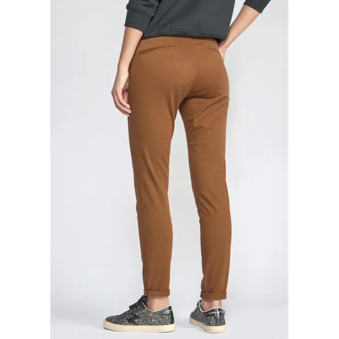 Le Temps des CerisesPantalon dyli caramel marron en coton