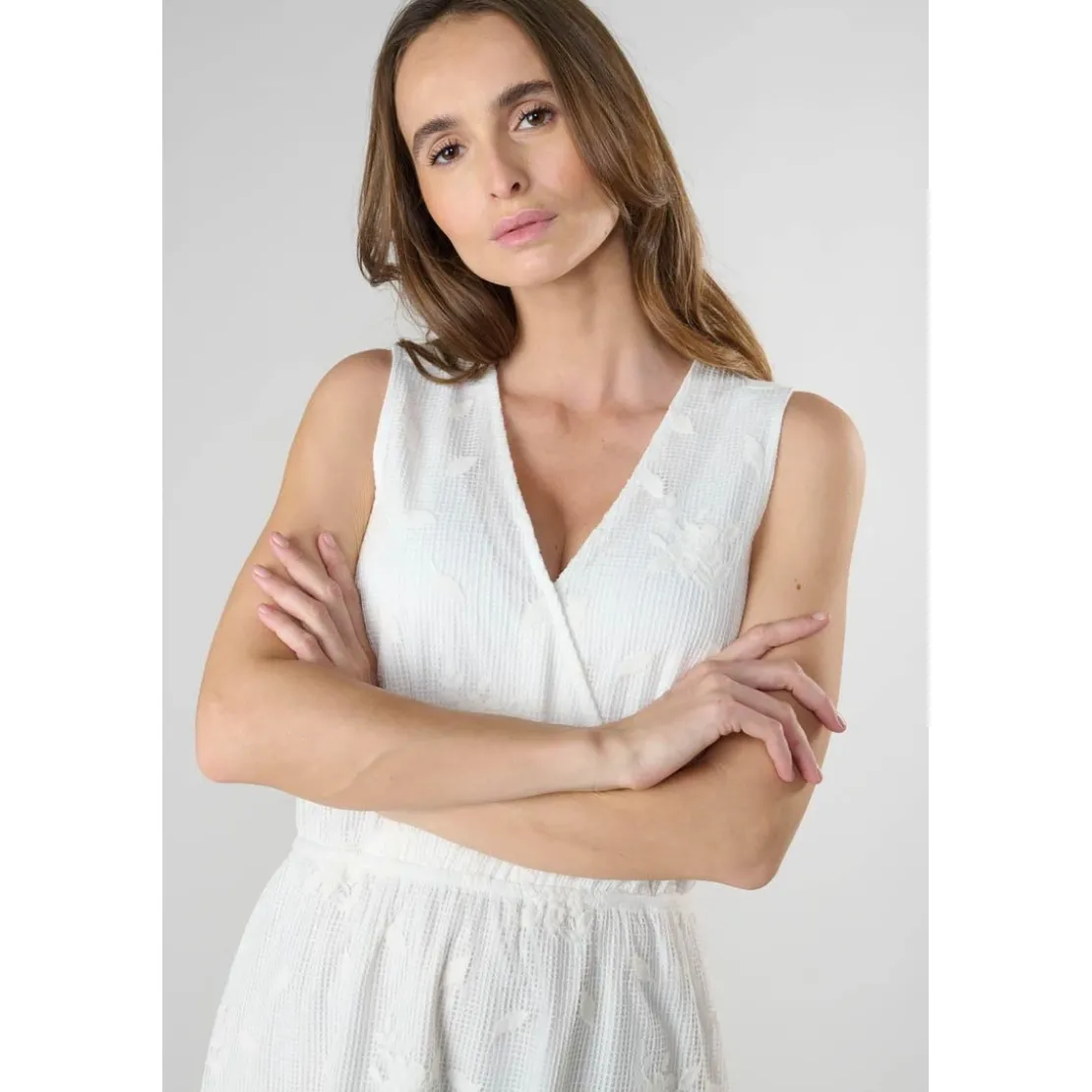Le Temps des CerisesRobe droite HELIOT marron Sia en coton