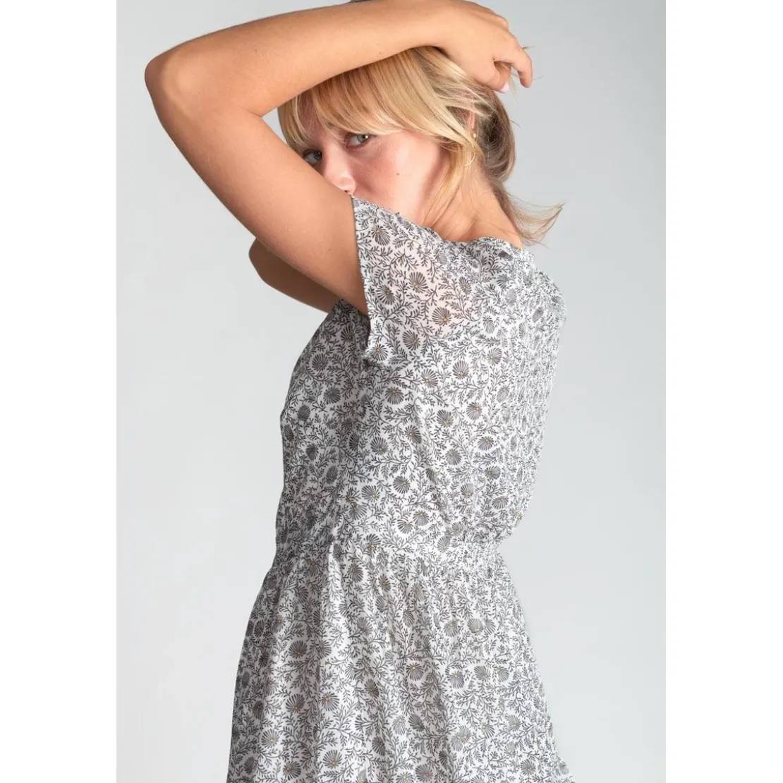 Le Temps des CerisesRobe droite CHARDON noir en coton