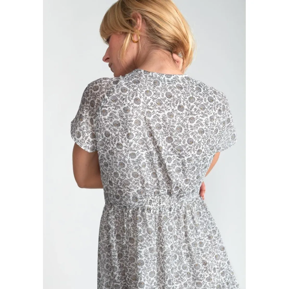 Le Temps des CerisesRobe droite CHARDON noir en coton