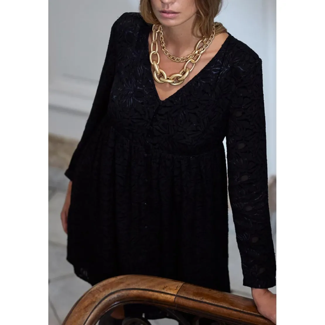 Le Temps des CerisesRobe droite IRON noir