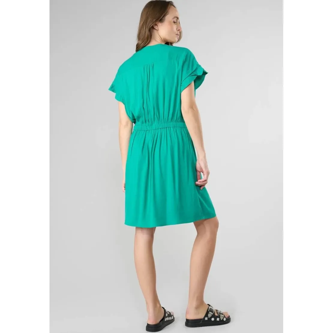 Le Temps des CerisesRobe droite JOLIBOI vert Wren