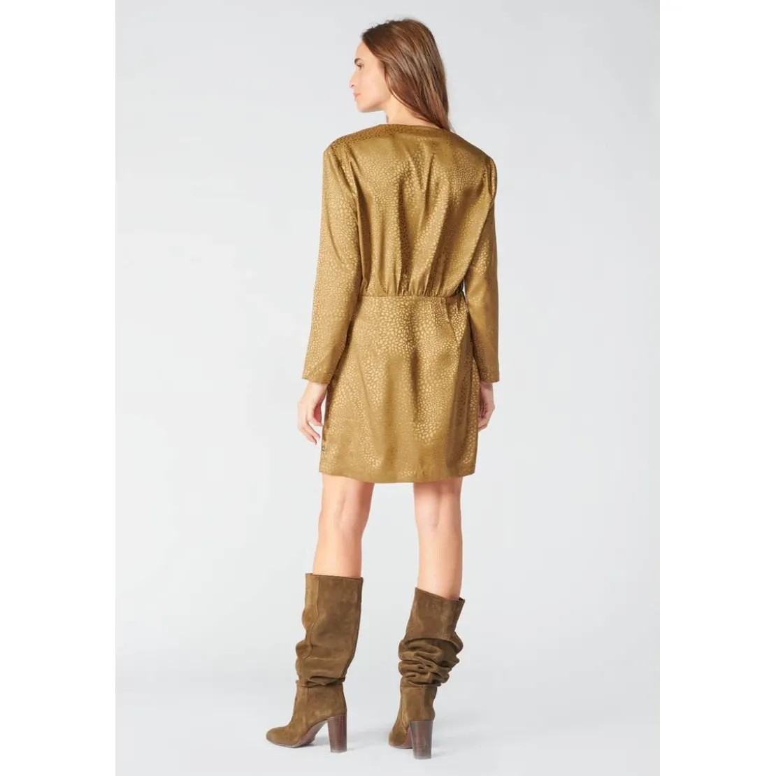 Le Temps des CerisesRobe droite BAZ marron en viscose