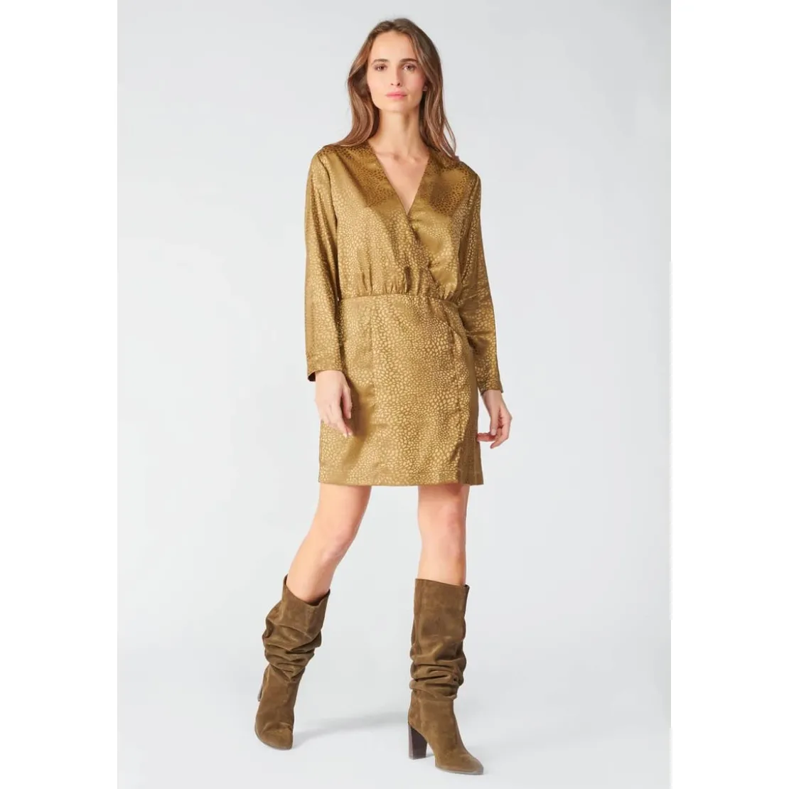 Le Temps des CerisesRobe droite BAZ marron en viscose