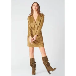 Le Temps des CerisesRobe droite BAZ marron en viscose