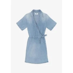 Le Temps des CerisesRobe portefeuille en jeans FLOE bleu Sloan
